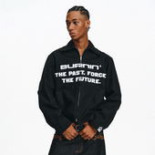 BURNIN SLOGAN标语夹克男翻领重磅休闲宽松美式 街头外套百搭国潮