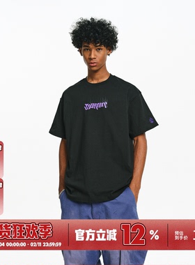 BURNIN*火焰横排LOGO短袖T恤男夏基础美式休闲宽松情侣上衣百搭潮