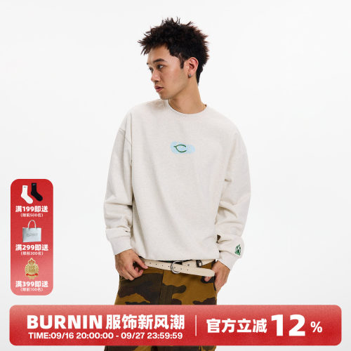 BURNIN*Hood to csc城市波点本地居民圆领卫衣秋季宽松慵懒风上衣