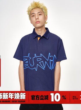 BURNIN*「WORDPLAY」街头涂鸦短袖POLO衫发泡印花宽松国潮牌上衣
