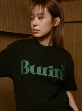 BURNIN*正胸口融合LOGO短袖T恤男女黑色美式街头宽松体恤衫上衣潮