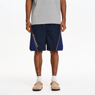 街头宽松潮流休闲透气裤 男夏美式 子百搭 拼接撞色运动短裤 BURNIN