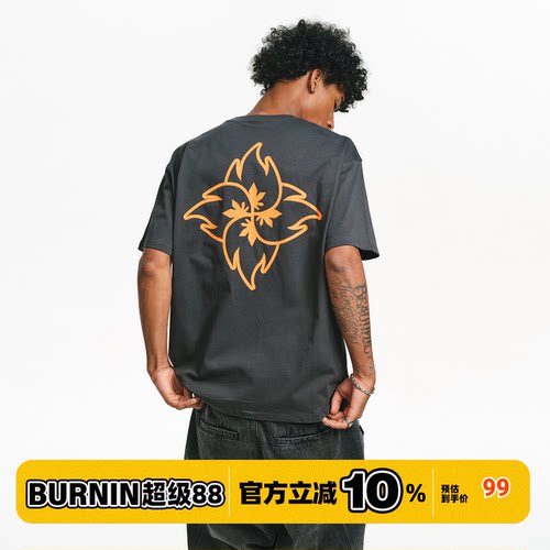 BURNIN*火苗飞镖印花短袖T恤