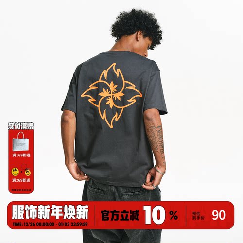 BURNIN*火苗飞镖印花短袖T恤