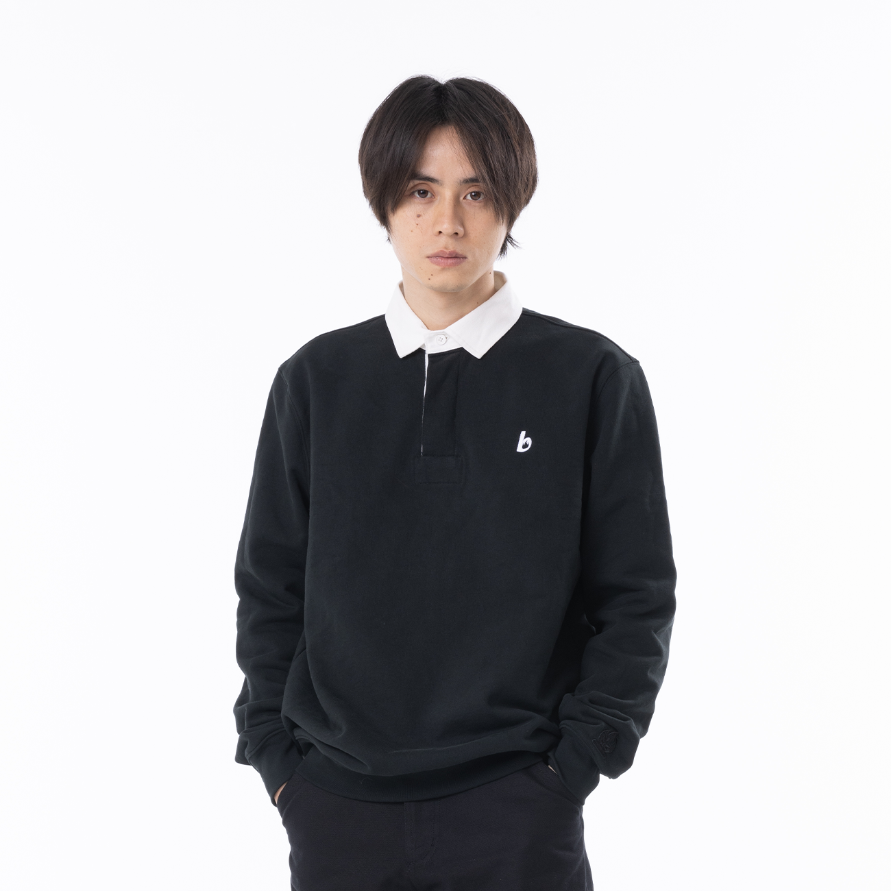 BURNIN* 97’series 火苗字母长袖POLO卫衣情侣款翻领休闲上衣