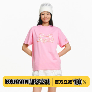 BURNIN*飘带蝴蝶结短袖T恤情侣同款时尚潮流休闲宽松半袖上衣百搭