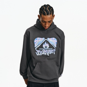 BURNIN 奇异蘑菇连帽卫衣男方片小火苗嘻哈街头休闲宽松帽衫 上衣