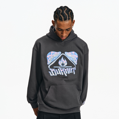 奇异蘑菇连帽卫衣男方片小火苗