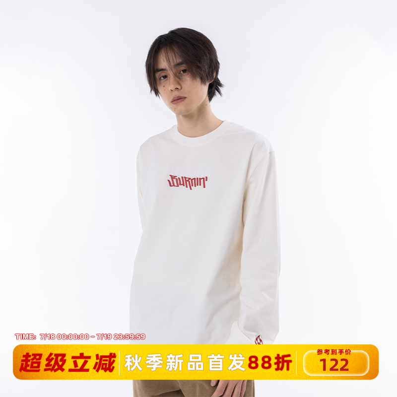 火焰横排LOGO长袖T恤情侣同款