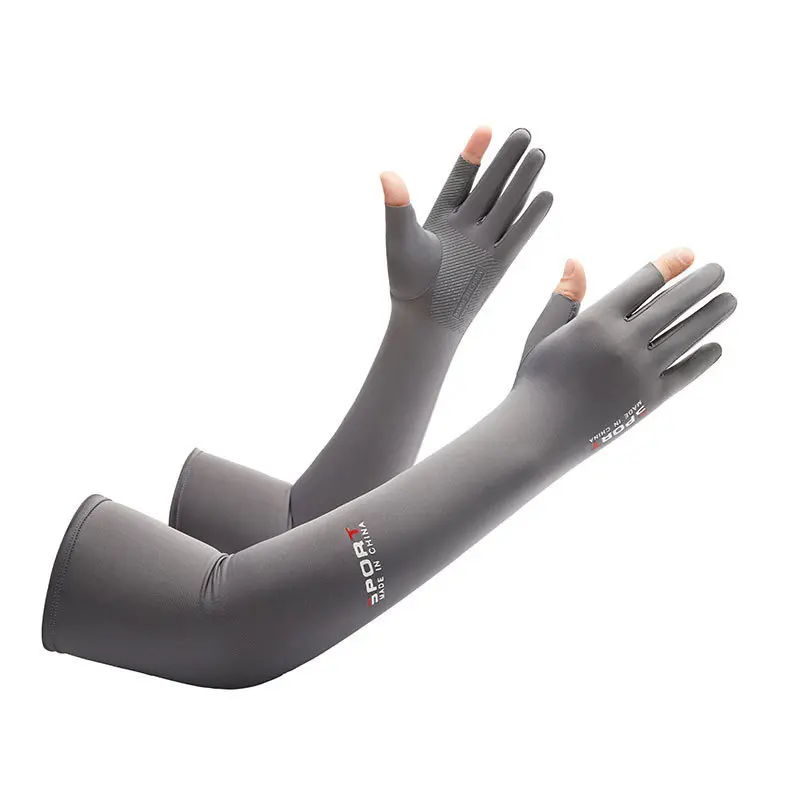 冰丝防晒五指袖套男女士户外薄款春夏季半指二指指弹力冰袖骑行钓