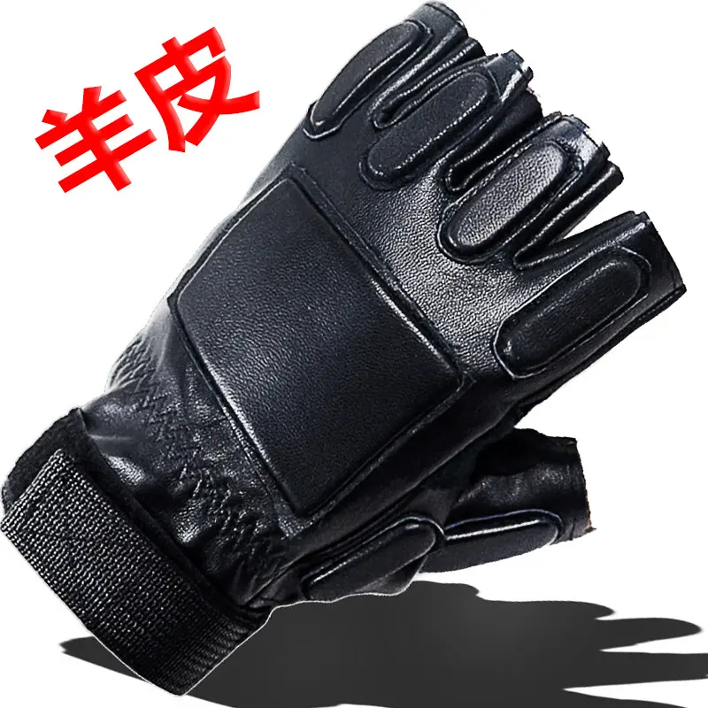 真皮半指手套羊皮男开车运动