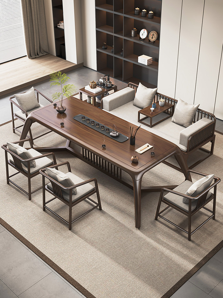 实木茶桌新中式家用茶台轻奢现代高级感办公室罗汉床茶桌椅组合