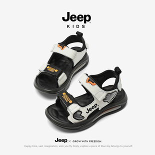 Jeep男童露趾凉鞋2026夏季新款中大童防滑软底轻便舒适运动沙滩鞋