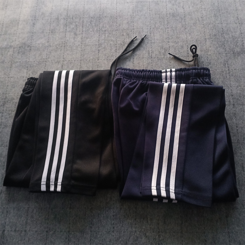 藏蓝色校服裤子春秋款三道杠白条运动裤男女学生直筒裤休闲长裤校