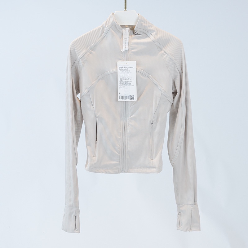 lu同款瑜伽服女士运动外套罗纹夹克立领透气锦纶高弹紧身慢跑修身