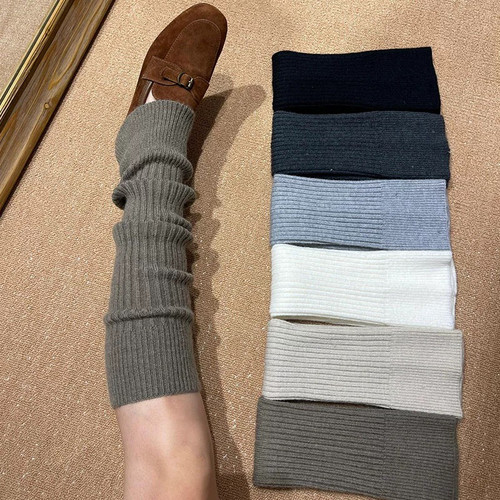 氛围感穿它！好看羊绒袜套女秋冬季针织竖纹堆堆袜复古慵懒小腿袜