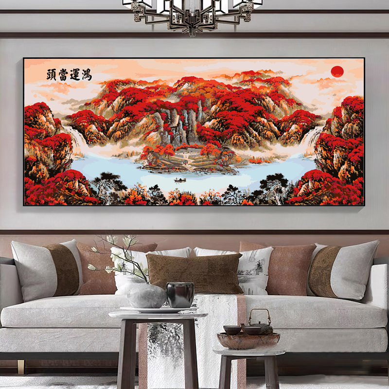 数字油画diy填色油彩画客厅