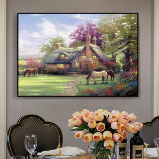 欧式风景diy数字油画油彩画填色手绘挂画餐厅卧室床头装饰画客厅