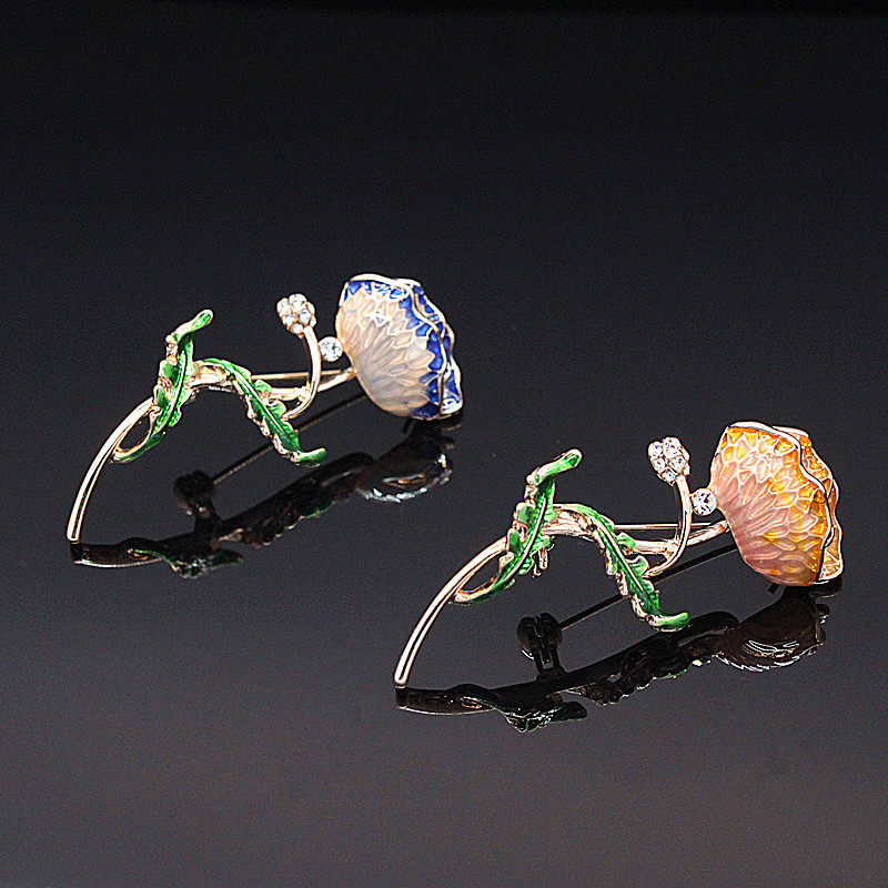 精致复古古典手工彩绘珐琅彩绘植物花朵康乃馨胸针外套配饰别针女