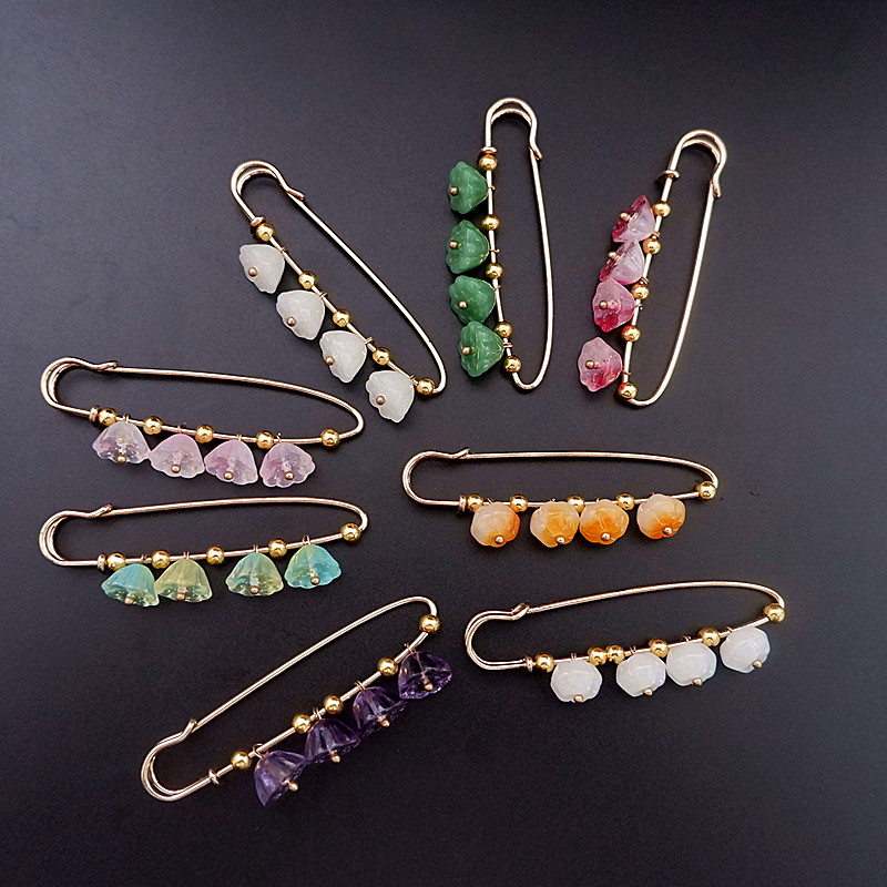 民族风琉璃仿玉石莲蓬灯笼装饰收腰别针披肩开衫汉服特色配饰胸针