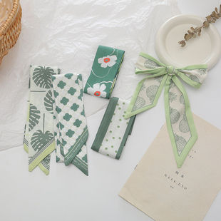 显白绿色牛油果系列细窄发带丝巾包包丝带发绑飘带装饰长条领巾