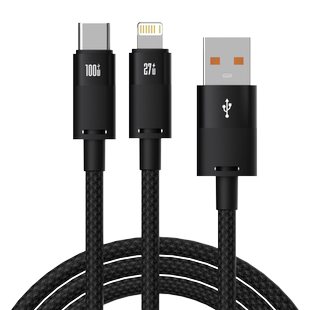 适用VIVO手机FlashCharge快充iphone15苹果16充电器ipad通用一拖二充电线44W闪充IQOO超快闪充6A数据线二合一