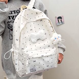 书包初高中少女心氛围感波点蝴蝶结百搭高颜值学生双肩包