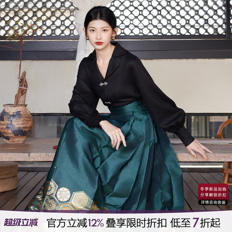 听旬浪淘沙改良汉服国风马面裙女