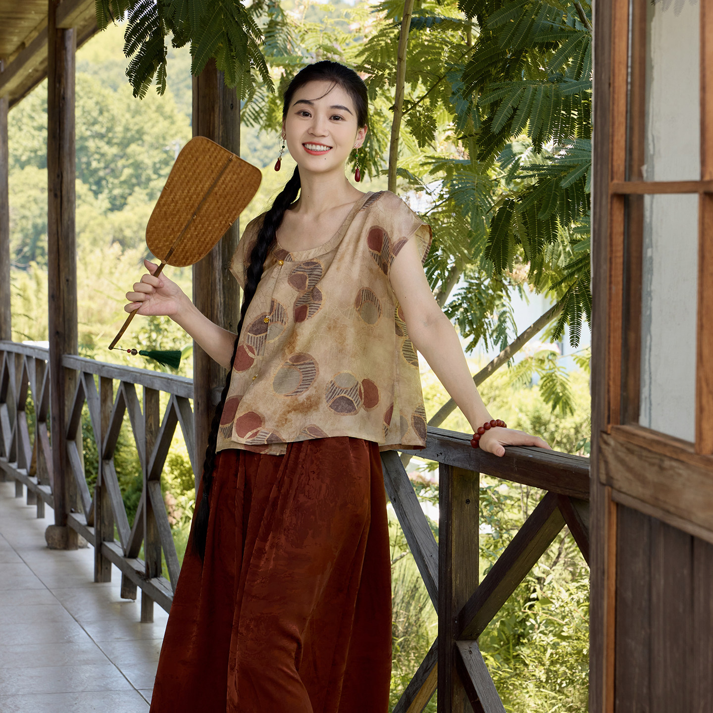 听旬汉服女夏国风短裤唐褙子上衣