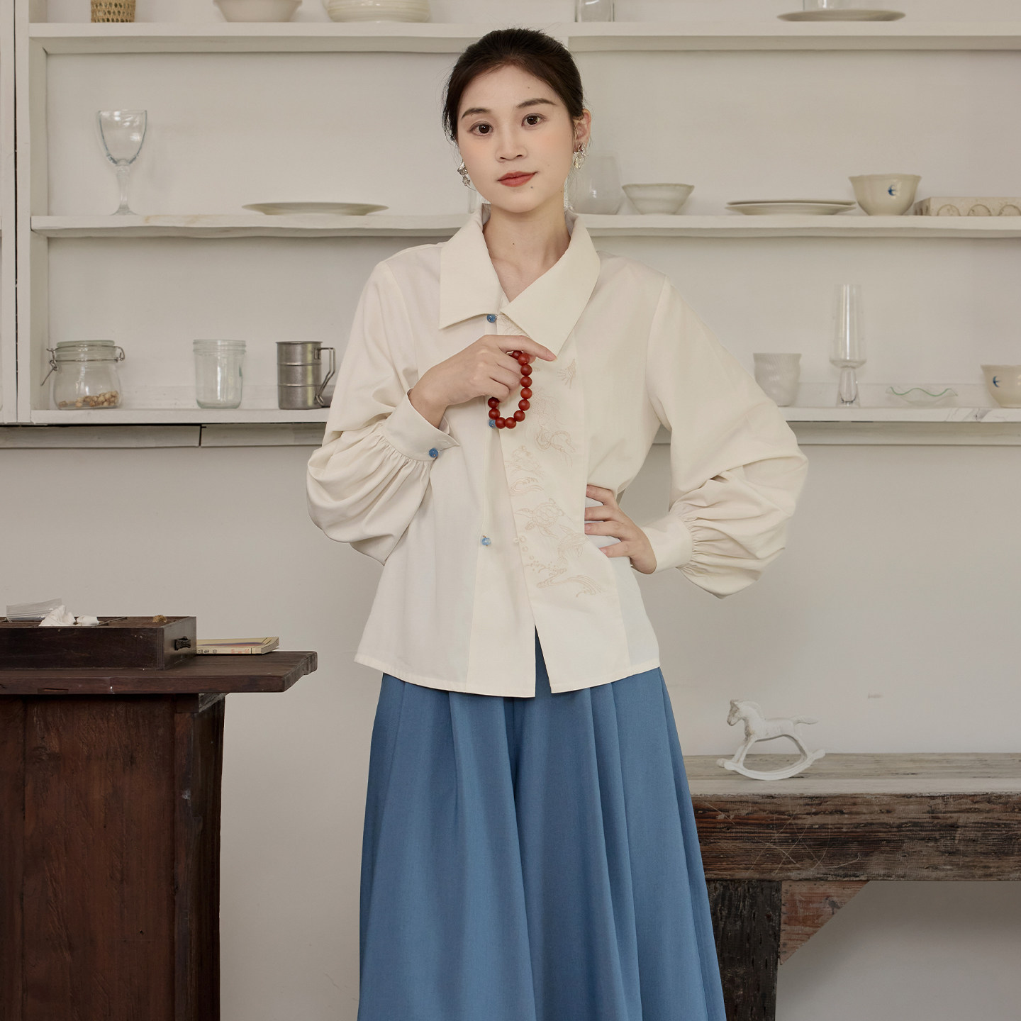 听旬北冥早秋国风通勤汉服套装女图片