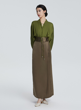 听旬扶苏原创通勤春秋新中式国风改良汉服宋制飞机袖旋裙女两件套