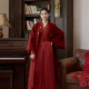 听旬余年秋冬汉服女纯羊毛呢大衣新中式 新年战袍红色订婚敬酒披袄
