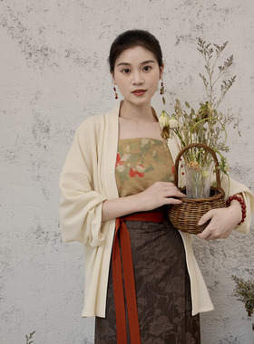听旬三秋汉服女原创新中式改良宋制旋裙日常通勤穿飞机袖吊带上衣