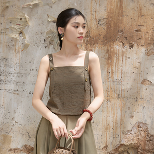 日常百搭禅意风套装 听旬草木深夏汉服女新中式 国风阔腿裤 新款 短衫