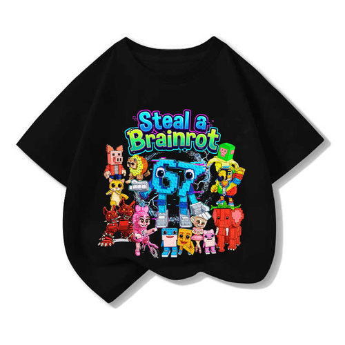 Steal a Brainrot衣服儿童t恤roblox偷走一颗脑红脑腐短袖夏季潮