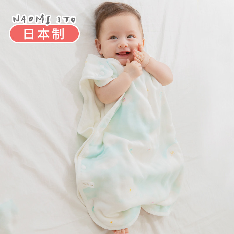 日本进口六层纱布睡袋婴儿睡袋春秋款新生儿宝宝四季通用防踢被子