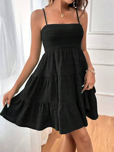 Solid color sleeveless slim camisole dress纯色无袖吊带连衣裙