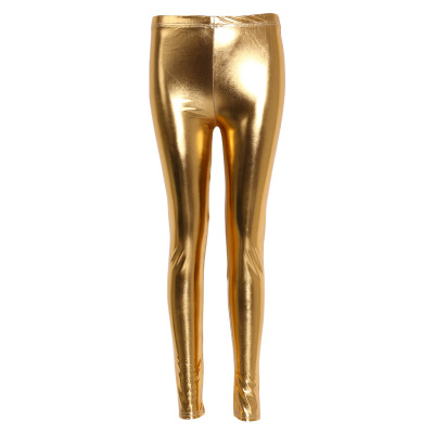 Gold Leggings High-Waisted Faux Leather Stretch Pencil Pant