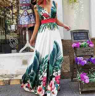 Spaghetti Strap Deep Long Neck Ladies Maxi Dress