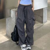 straight pants女士工装 leg Workwear high waisted 直筒束脚长裤