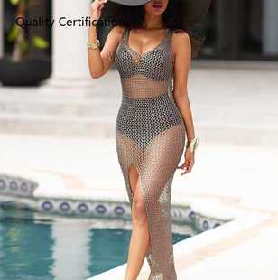 Out Cover Swimwear Long Hollow Beach Dress Sleeveless