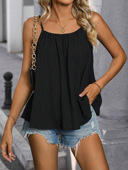 sling纯色褶皱无袖 Solid 小吊带 pleated sleeveless color loose
