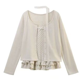 ruffle point edge camisole set 波点荷叶边吊带套装 vest 女Wave