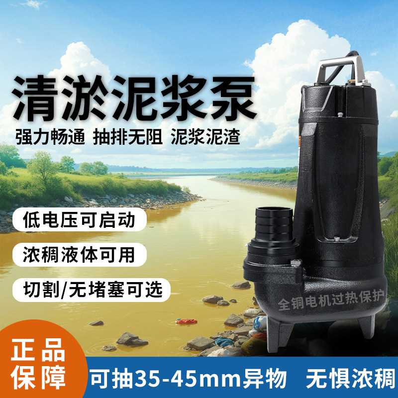 大元污水泵220V大流量厕所抽粪泥浆切割化粪池塘清淤380V池塘清淤