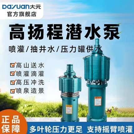 大元多级潜水泵家用大流量农用灌溉高扬程单相220V高压喷泉泵QD
