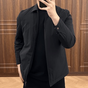 冬季拉链夹克外套防风防水面料青年男士商务休闲翻领白鹅绒羽绒服