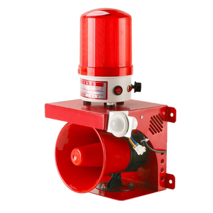 远距离红外线人体感应声光报警器 220V户外防小偷旋转警示灯 防盗