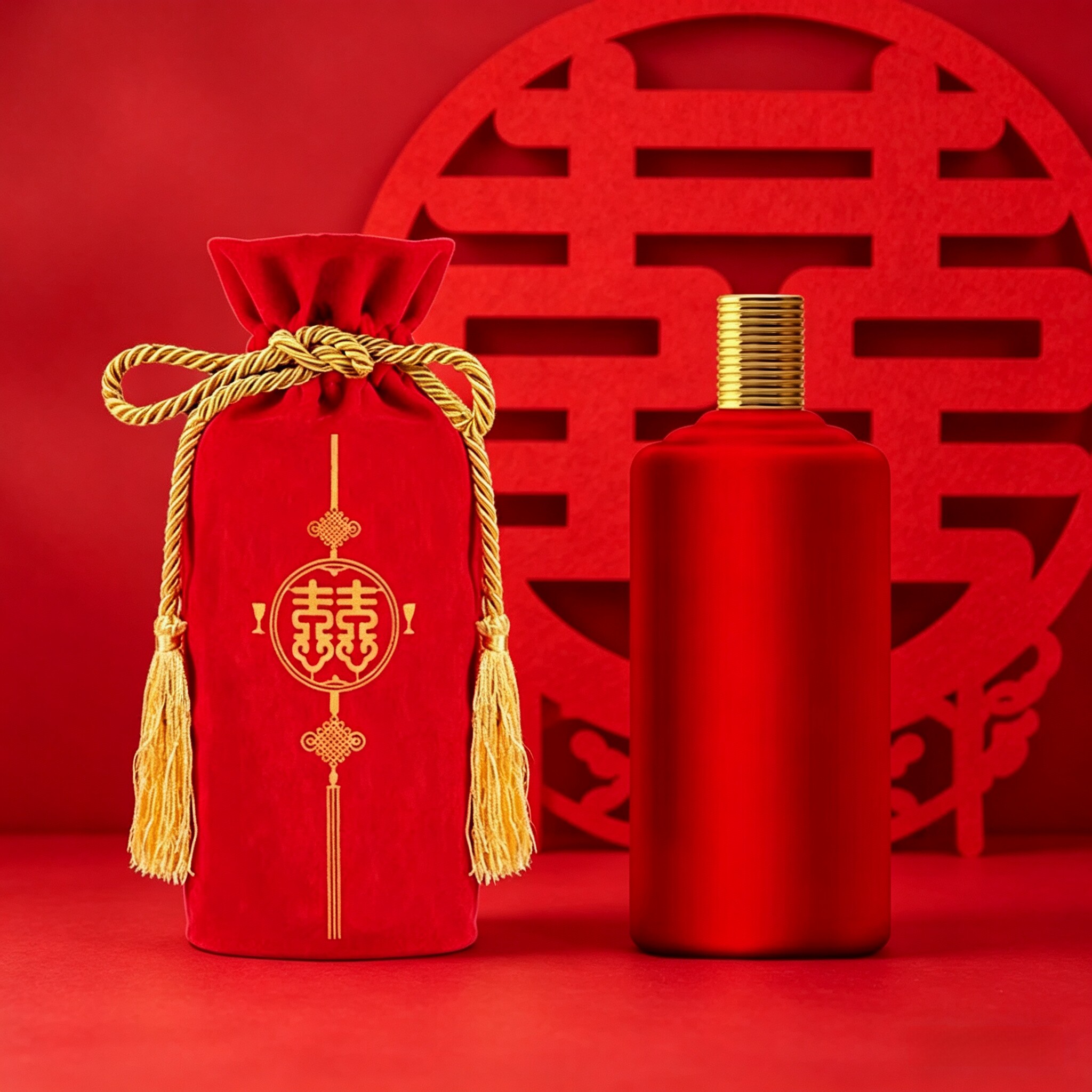 茅台镇喜宴用品白酒袋礼品袋子定制婚庆绒布手提包装茅型酒瓶布袋
