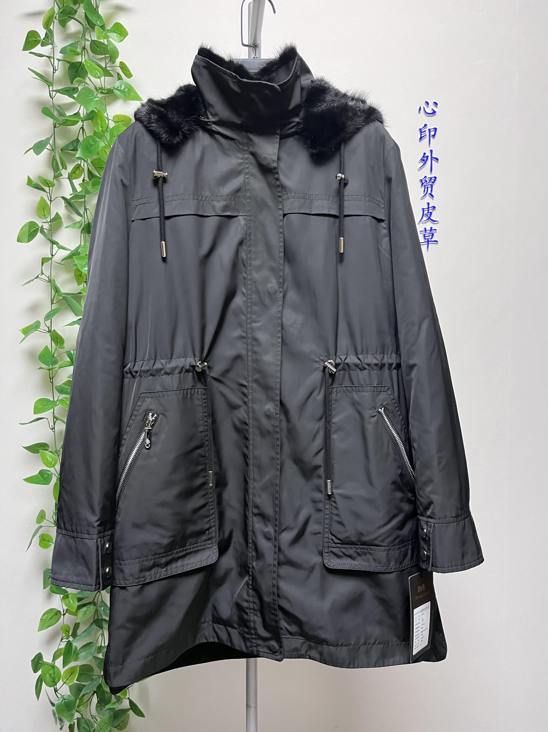 工厂断码尾货甩卖女士水貂领帽款獭兔内胆可拆派克服皮草外套特价