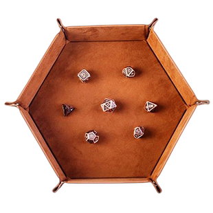 六角骰子盘桌游骰塔收纳盒便携PU加绒布材质新款游戏配件道具大号